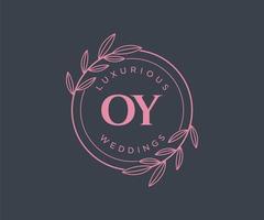 OY Initials letter Wedding monogram logos template, hand drawn modern minimalistic and floral templates for Invitation cards, Save the Date, elegant identity. vector