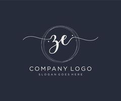 Initial ZE feminine logo. Usable for Nature, Salon, Spa, Cosmetic and Beauty Logos. Flat Vector Logo Design Template Element.