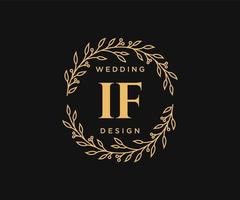 IF Initials letter Wedding monogram logos collection, hand drawn modern minimalistic and floral templates for Invitation cards, Save the Date, elegant identity for restaurant, boutique, cafe in vector