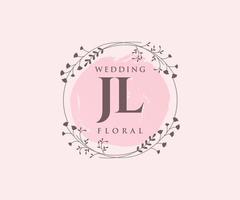 JL Initials letter Wedding monogram logos template, hand drawn modern minimalistic and floral templates for Invitation cards, Save the Date, elegant identity. vector