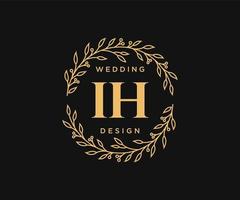 IH Initials letter Wedding monogram logos collection, hand drawn modern minimalistic and floral templates for Invitation cards, Save the Date, elegant identity for restaurant, boutique, cafe in vector