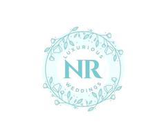 NR Initials letter Wedding monogram logos template, hand drawn modern minimalistic and floral templates for Invitation cards, Save the Date, elegant identity. vector