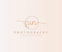 Initial UN feminine logo. Usable for Nature, Salon, Spa, Cosmetic and Beauty Logos. Flat Vector Logo Design Template Element.