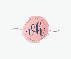 Initial VH feminine logo. Usable for Nature, Salon, Spa, Cosmetic and Beauty Logos. Flat Vector Logo Design Template Element.