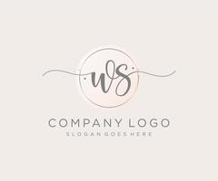 Initial WS feminine logo. Usable for Nature, Salon, Spa, Cosmetic and Beauty Logos. Flat Vector Logo Design Template Element.