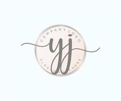 Initial YJ feminine logo. Usable for Nature, Salon, Spa, Cosmetic and Beauty Logos. Flat Vector Logo Design Template Element.