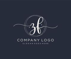 Initial ZF feminine logo. Usable for Nature, Salon, Spa, Cosmetic and Beauty Logos. Flat Vector Logo Design Template Element.