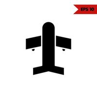 ilustración del icono de glifo de avión vector