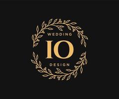 IO Initials letter Wedding monogram logos collection, hand drawn modern minimalistic and floral templates for Invitation cards, Save the Date, elegant identity for restaurant, boutique, cafe in vector