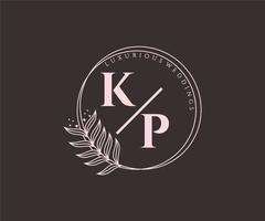 KP Initials letter Wedding monogram logos template, hand drawn modern minimalistic and floral templates for Invitation cards, Save the Date, elegant identity. vector
