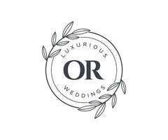 o plantilla de logotipos de monograma de boda con letras iniciales, plantillas florales y minimalistas modernas dibujadas a mano para tarjetas de invitación, guardar la fecha, identidad elegante. vector