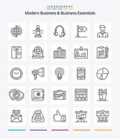 Creative Modern Business And Business Essentials 25 OutLine icon pack  Such As contact. call. advantage. support. strategy vector