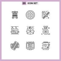 Modern Set of 9 Outlines and symbols such as gift birthday smart transport bullet Editable Vector Design Elements