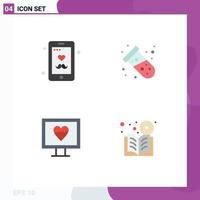 Pictogram Set of 4 Simple Flat Icons of dad monitor mobile tube book Editable Vector Design Elements