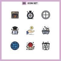 Stock Vector Icon Pack of 9 Line Signs and Symbols for help education army bookmark target Editable Vector Design Elements