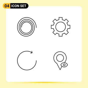 grupo de 4 colores planos de línea de relleno modernos establecidos para elementos de diseño de vector editables de mapa de flecha de gadget de ojo de forma