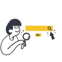 hand drawn doodle search bar button illustration vector