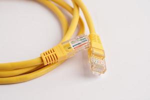 Lan cable internet connection network, rj45 connector ethernet cable. photo