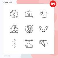 Set of 9 Modern UI Icons Symbols Signs for yin symbol cleaning strategy solution idea Editable Vector Design Elements