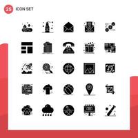 Modern Set of 25 Solid Glyphs and symbols such as business report email news hot Editable Vector Design Elements