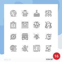 16 iconos creativos signos y símbolos modernos de tareas construcción de bodas decoración del día de san valentín elementos de diseño vectorial editables vector