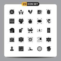 Universal Icon Symbols Group of 25 Modern Solid Glyphs of learning learning animal e book Editable Vector Design Elements