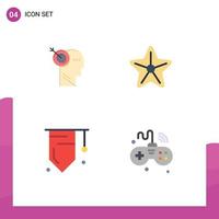 4 Universal Flat Icon Signs Symbols of arrow education target star success Editable Vector Design Elements