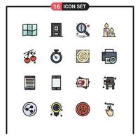 Set of 16 Modern UI Icons Symbols Signs for compass cherry notification berry easter Editable Creative Vector Design Elements