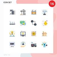 Pictogram Set of 16 Simple Flat Colors of sound analog date amplifier oil Editable Pack of Creative Vector Design Elements