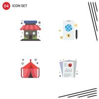 paquete de iconos de vectores de stock de 4 signos y símbolos de línea para elementos de diseño de vectores editables de análisis de dólar de tienda de feria de mercado