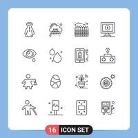 16 Thematic Vector Outlines and Editable Symbols of eye eye estate online monitor Editable Vector Design Elements