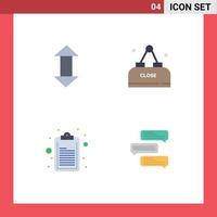 Pack of 4 Modern Flat Icons Signs and Symbols for Web Print Media such as arrow clipboard down meal chat Editable Vector Design Elements