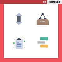 Pack of 4 Modern Flat Icons Signs and Symbols for Web Print Media such as arrow clipboard down meal chat Editable Vector Design Elements