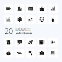 20 Modern Business Solid Glyph icon Pack like launch business analytics startup marketing vector
