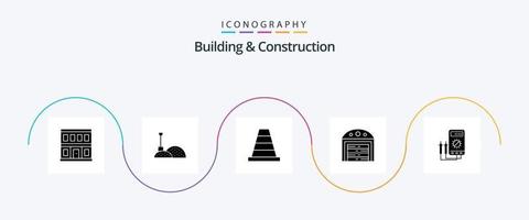 paquete de iconos de glifo 5 de construcción y construcción que incluye probador. vatio. construcción. amperio casa vector