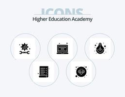 paquete de iconos de glifo de la academia 5 diseño de iconos. escuela. crecimiento. ingeniería. educación. ordenador portátil vector