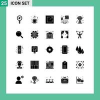 Universal Icon Symbols Group of 25 Modern Solid Glyphs of expanded win link trophy plug Editable Vector Design Elements