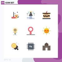 Universal Icon Symbols Group of 9 Modern Flat Colors of light idea arrow develop food Editable Vector Design Elements