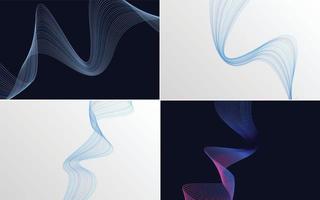 Our set of 4 vector line backgrounds includes abstract waving lines