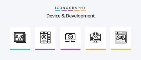 paquete de iconos de dispositivo y línea de desarrollo 5 que incluye diseño. fotografía. computadora . imagen. marco. diseño de iconos creativos vector