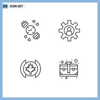 conjunto de 4 iconos modernos de la interfaz de usuario signos de símbolos para el soporte al cliente del árbol del reloj soporte breve elementos de diseño vectorial editables vector