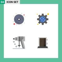 Modern Set of 4 Flat Icons Pictograph of computer perforator hardware public tool Editable Vector Design Elements