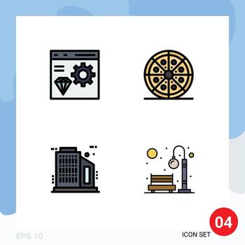 User Interface Pack of 4 Basic Filledline Flat Colors of app slices develop food company Editable Vector Design Elements