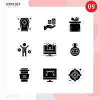 Pack of 9 creative Solid Glyphs of kid new born economy baby save Editable Vector Design Elements