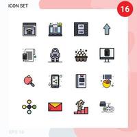 Set of 16 Modern UI Icons Symbols Signs for accounting up ticket arrows multimedia Editable Creative Vector Design Elements