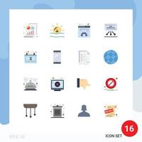 Pictogram Set of 16 Simple Flat Colors of meeting presentation content marketing web Editable Pack of Creative Vector Design Elements