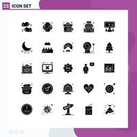 Group of 25 Modern Solid Glyphs Set for user online gift group store Editable Vector Design Elements