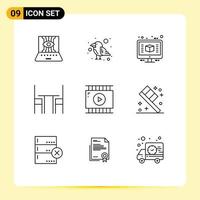 paquete de iconos de vector de stock de 9 signos y símbolos de línea para muebles de mesa escritorio salvaje renderizar elementos de diseño de vector editables