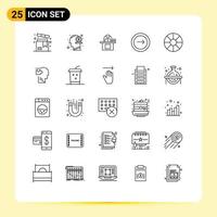 Set of 25 Commercial Lines pack for application personal mind person computer Editable Vector Design Elements