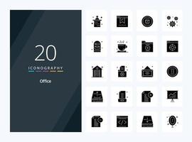 20 Office Solid Glyph icon for presentation vector